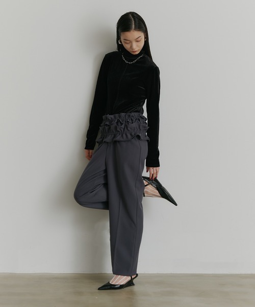 SEN TOKYO tシャツ ベロアハイネック フレアカットソー レディース