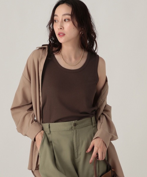 Elura（エルーラ） タンクトップ ノースリーブ プレーンリブタンク