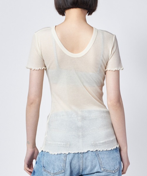 「HAKUJI」 半袖カットソー FREE オフホワイト レディース_画像3