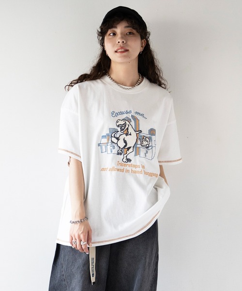 「DOUBLE NAME」 半袖Tシャツ FREE オフホワイト レディース_画像3