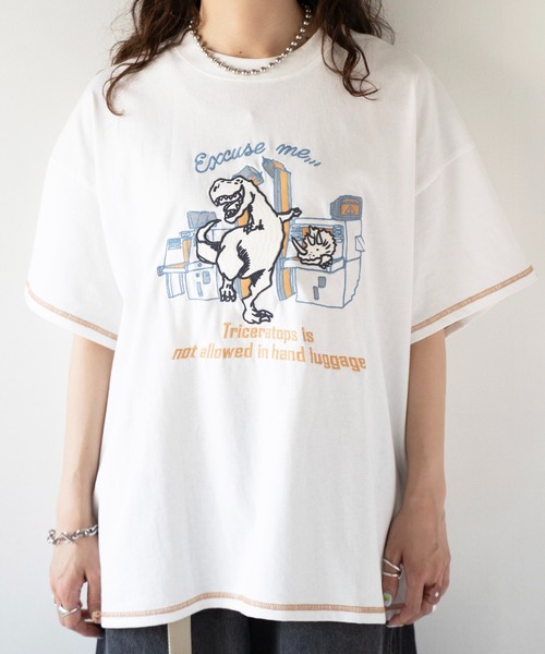 「DOUBLE NAME」 半袖Tシャツ FREE オフホワイト レディース_画像6