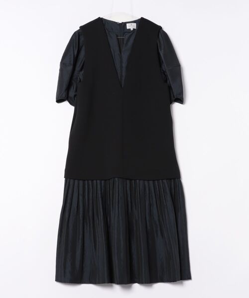 LANVIN en Bleu 半袖ワンピース 38 LANVIN en Bleu 「LANVIN Bleu」 半袖ワンピース 38 ネイビー
