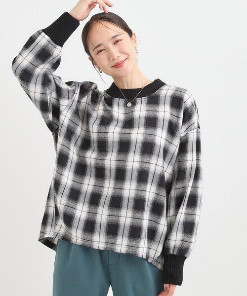 chopovalowenaチェック柄タンクトップ チェック柄 バルーンデザイン 切り替え タンクトップ MONO-MART LADY'S