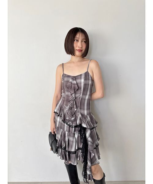 SNIDEL（スナイデル） ワンピース ラッフルバリエキャミミニワンピース