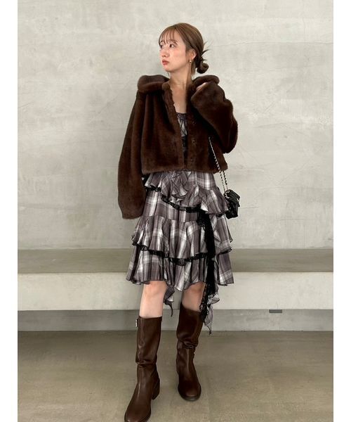 SNIDEL（スナイデル） ワンピース ラッフルバリエキャミミニワンピース