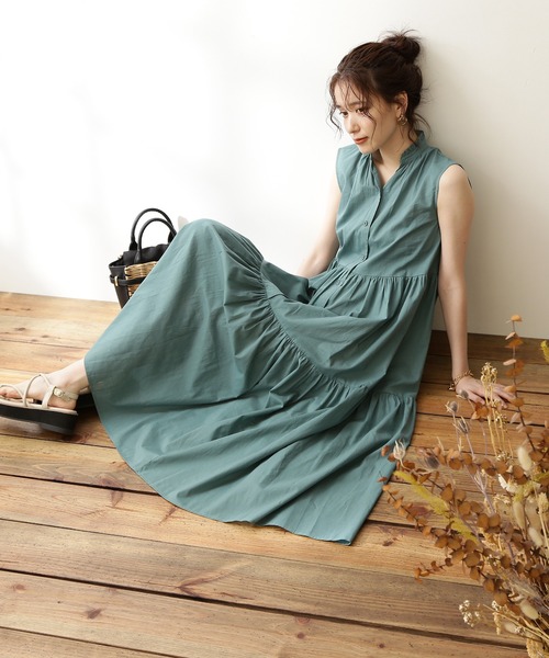 「N.(N. Natural Beauty Basic)」 ノースリーブワンピース MEDIUM レッド レディース_画像8