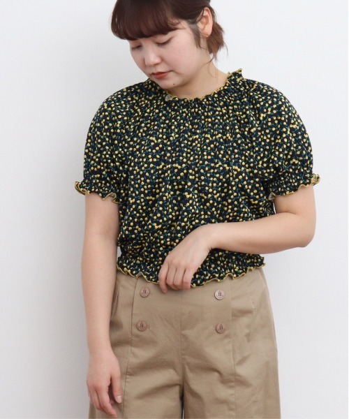 Dot&Stripes CHILDWOMAN - エスニックフラワー パフスリーブショートブラウス Dot＆Stripes CHILD WOMAN（ドット＆ストライプス チャイルドウーマン