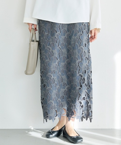 LAVEANGE（ラビアンジェ） ロング スカート 刺繍レースナロースカート