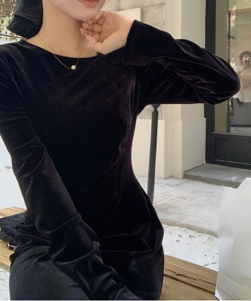 ワンピース 大人の上品さ引き立つベロアロングワンピース : ZOZOTOWN