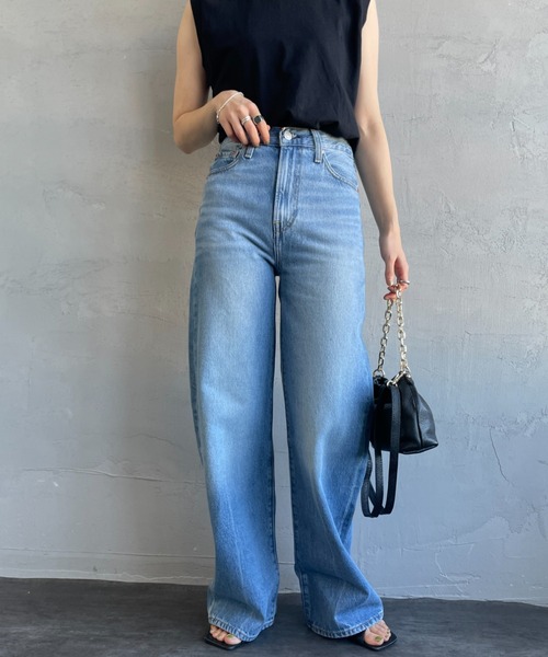 ワイドパンツ ジーンズ デニム デニムパンツ 「LEVI’S/リーバイス」 RIBCAGE ワイドシルエット ハイライズストレートデニム レディースの画像