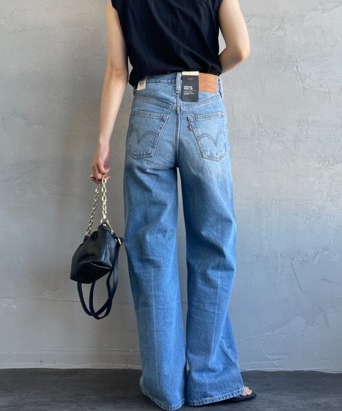 ワイドパンツ ジーンズ デニム デニムパンツ 「LEVI’S/リーバイス」 RIBCAGE ワイドシルエット ハイライズストレートデニム レディースの画像