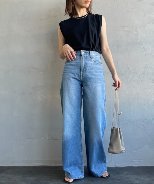 ワイドパンツ ジーンズ デニム デニムパンツ 「LEVI’S/リーバイス」 RIBCAGE ワイドシルエット ハイライズストレートデニム レディースの画像