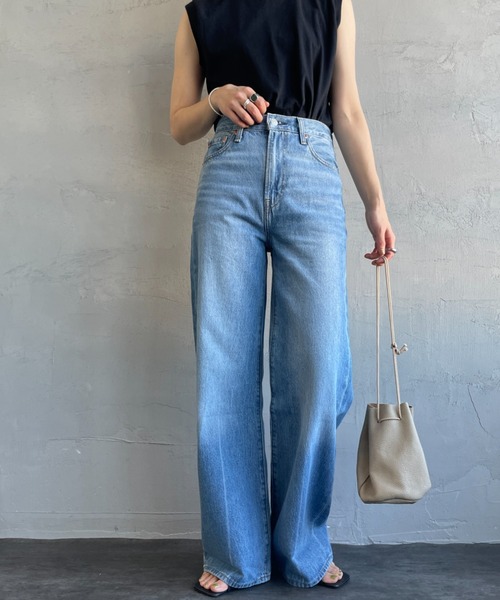 ワイドパンツ ジーンズ デニム デニムパンツ 「LEVI’S/リーバイス」 RIBCAGE ワイドシルエット ハイライズストレートデニム レディースの画像