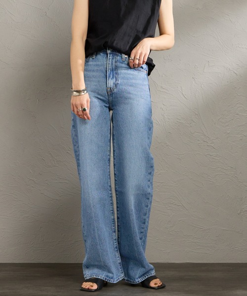 ワイドパンツ ジーンズ デニム デニムパンツ 「LEVI’S/リーバイス」 RIBCAGE ワイドシルエット ハイライズストレートデニム レディースの画像