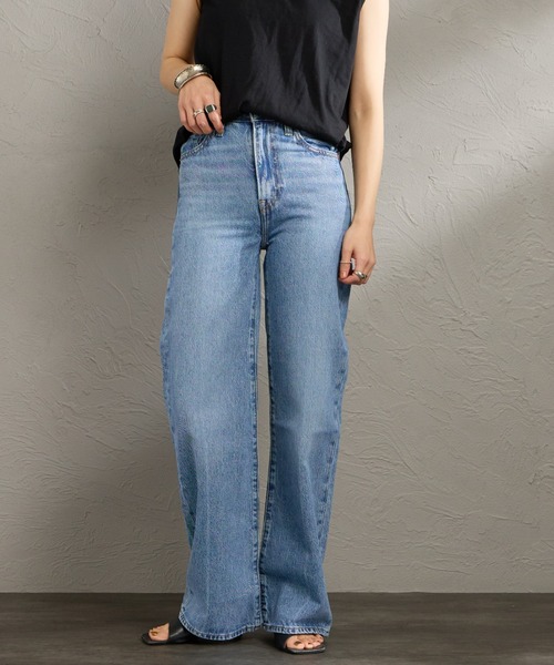 ワイドパンツ ジーンズ デニム デニムパンツ 「LEVI’S/リーバイス」 RIBCAGE ワイドシルエット ハイライズストレートデニム レディースの画像