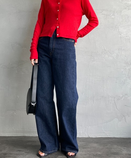 ワイドパンツ ジーンズ デニム デニムパンツ 「LEVI’S/リーバイス」 RIBCAGE ワイドシルエット ハイライズストレートデニム レディースの画像