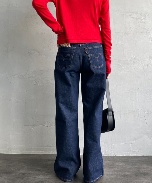 ワイドパンツ ジーンズ デニム デニムパンツ 「LEVI’S/リーバイス」 RIBCAGE ワイドシルエット ハイライズストレートデニム レディースの画像