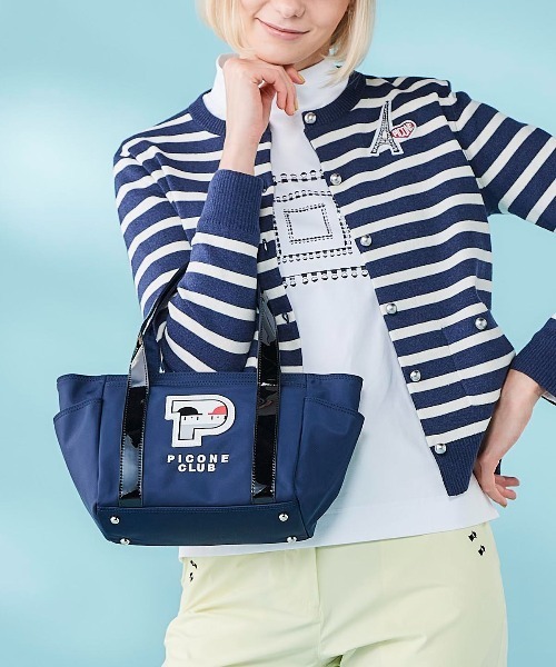 PICONE CLUB カートバッグ ネイビーピッコーワッペンカートバッグ Picone CLUB（ピッコーネクラブ） ゴルフ Pワッペンカートバッグ