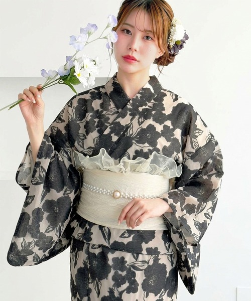 GeeRA（ジーラ） 浴衣 1人で簡単着付け！2WAYオーガンジー花柄