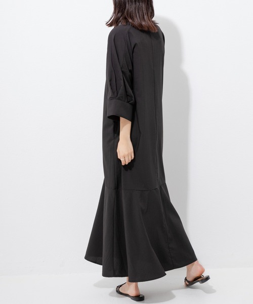 「LAVEANGE」 7分袖ワンピース LL ブラック レディース_画像8