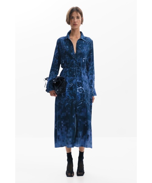 「Desigual」 長袖ワンピース S ブルー レディース_画像5