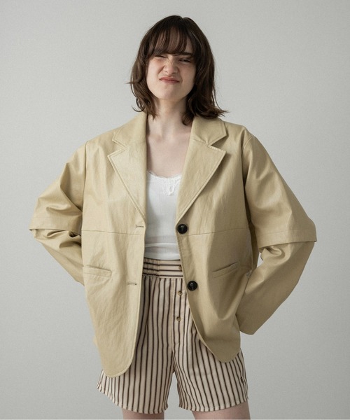ジャケット・アウター lawgy 2way sleeve embroidery jacket lawgy（ラウジー） コート アウター 2way sleeve embroidery jacket