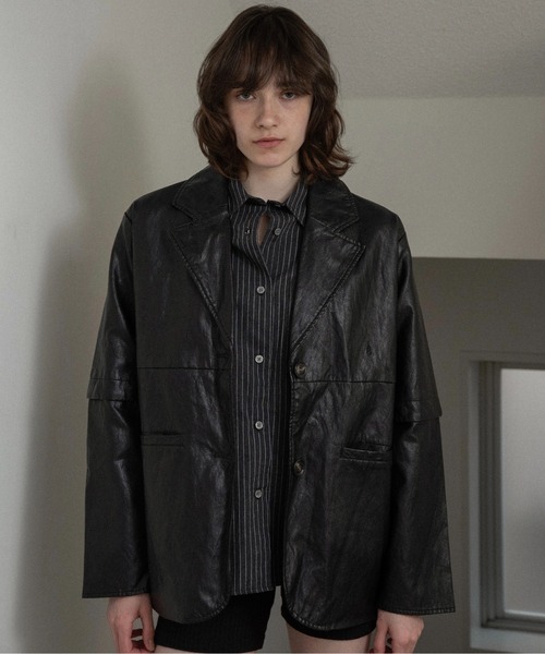 ジャケット・アウター lawgy 2way sleeve embroidery jacket lawgy（ラウジー） コート アウター 2way sleeve embroidery jacket