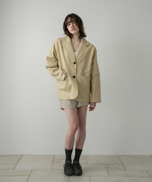 ジャケット・アウター lawgy 2way sleeve embroidery jacket lawgy（ラウジー） コート アウター 2way sleeve embroidery jacket