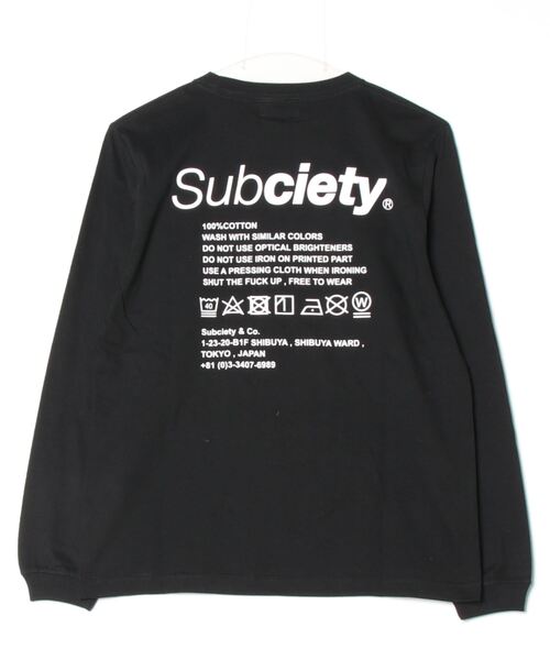 「Subciety」 長袖Tシャツ SMALL ホワイト×ブラック メンズ_画像2