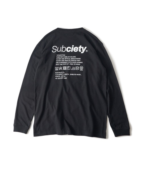 「Subciety」 長袖Tシャツ SMALL ホワイト×ブラック メンズ_画像4