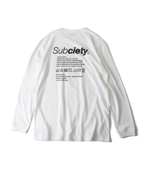 「Subciety」 長袖Tシャツ SMALL ホワイト×ブラック メンズ_画像5