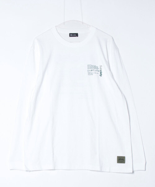 「Subciety」 長袖Tシャツ SMALL ホワイト×ブラック メンズ_画像9