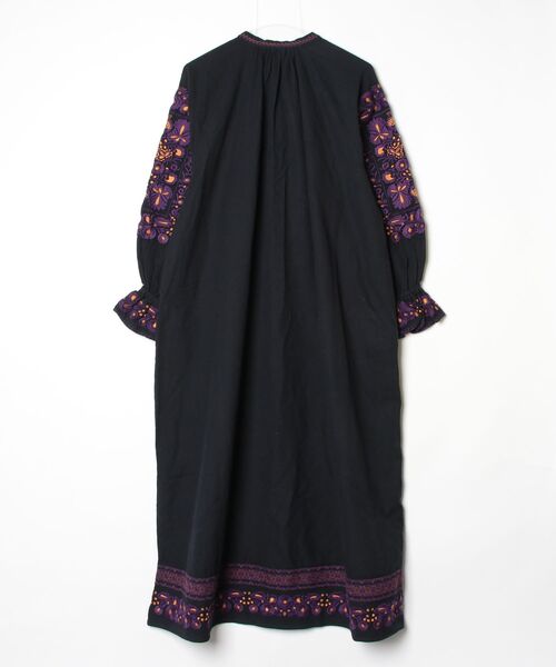 「Freada」 刺繍長袖ワンピース ONE SIZE ブラック レディース_画像2