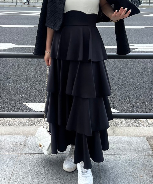 「junoah」 ロングスカート X-LARGE ブラック レディース_画像2