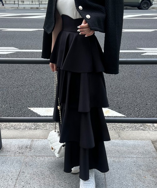 「junoah」 ロングスカート X-LARGE ブラック レディース_画像3