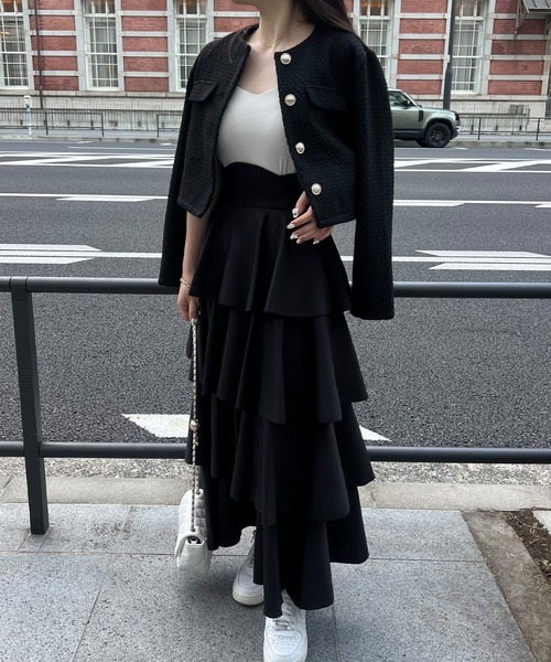 「junoah」 ロングスカート X-LARGE ブラック レディース_画像4