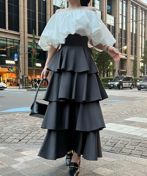 「junoah」 ロングスカート X-LARGE ブラック レディース_画像7