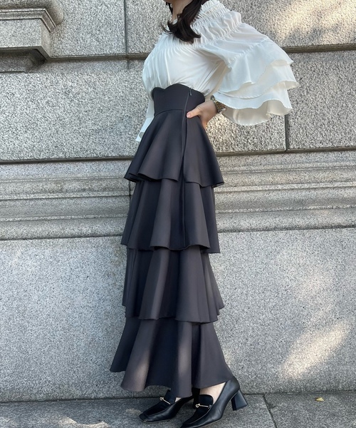 「junoah」 ロングスカート X-LARGE ブラック レディース_画像9