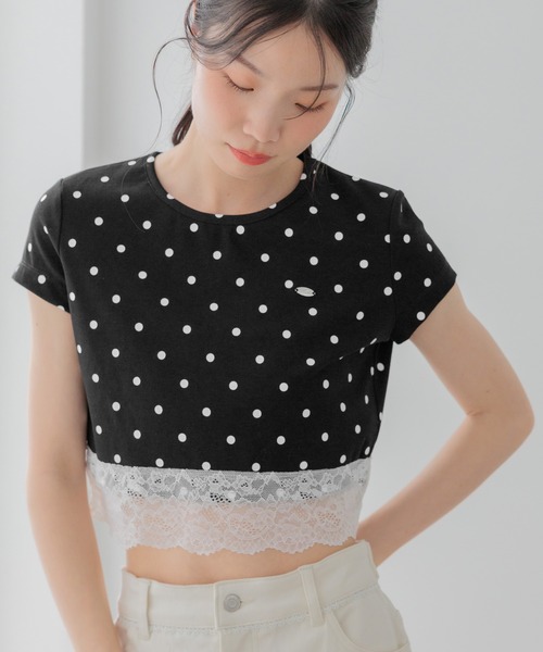 Heather（ヘザー） tシャツ 半袖 アソートレーストリムTEE 999601