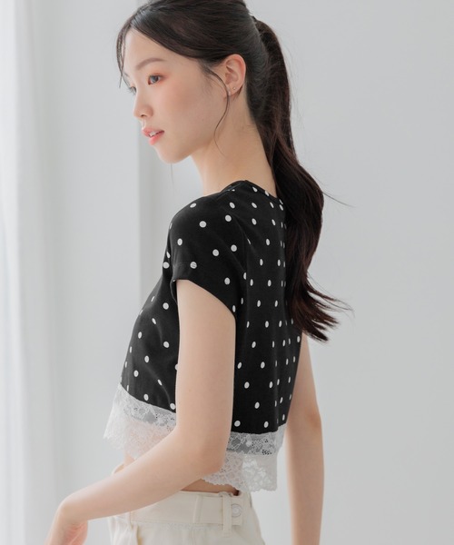 Heather（ヘザー） tシャツ 半袖 アソートレーストリムTEE 999601
