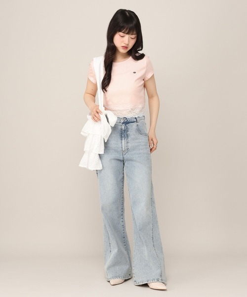 Heather（ヘザー） tシャツ 半袖 アソートレーストリムTEE 999601