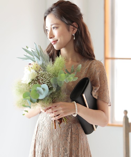 「PourVous」 「haremode」半袖ワンピース M ブラウン レディース_画像2