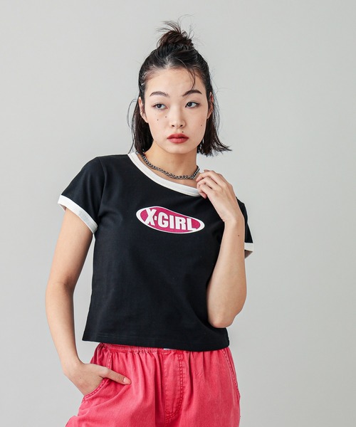 X-girl（エックスガール） 半袖Tシャツ M ブラック レディース 