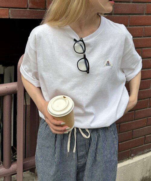 「GEVACO」 半袖Tシャツ LARGE グレー レディース_画像4