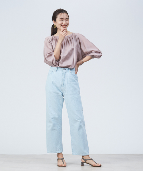 カリテ／美品シャドーストライプブラウス ホワイト qualite（カリテ） ブラウス シャツ シャドーストライプブラウス