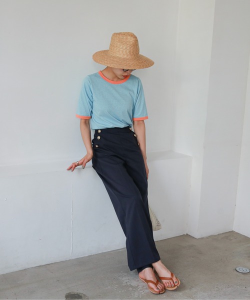 feepur パンツ 金ボタンストレートマリンパンツ レディース