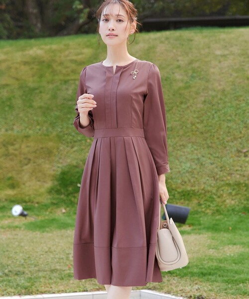 Tiaclasse ワンピース キーネックフレアワンピース : ZOZOTOWN Yahoo