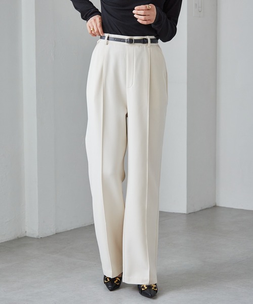 新品未使用■ローブ裏起毛美脚裾リブパンツ■ シュッと美シリーズ リブパンツ レディース パンツ・再再販