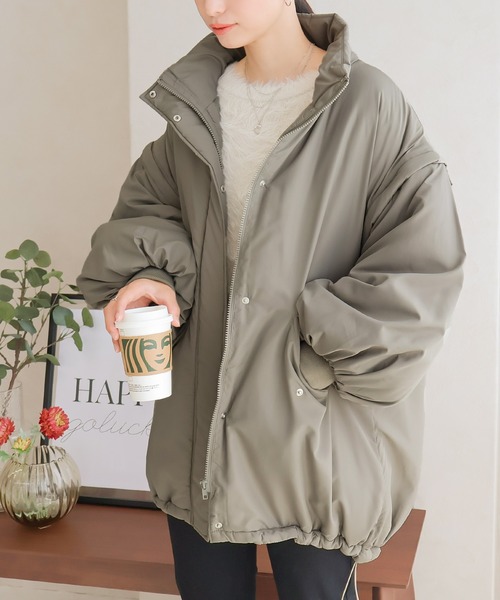 Social GIRL ベスト ジレ 2WAYスタンドカラーキルトコート