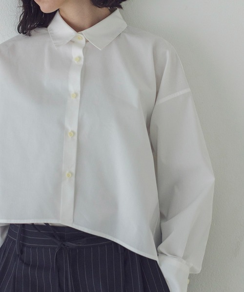 ブラウス シャツ cotton white midriff shirt(コットンミドリフ丈シャツ) レディース DRESSLAVE ブラウス シャツ cotton white midriff shirt